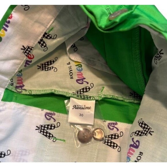 Royal and Awesome Men`s Golf Shorts Greenside Green - Size 30 - Bright - Preppy - Picture 5 of 9